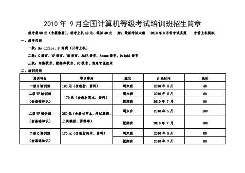 计算机二级考试多少钱