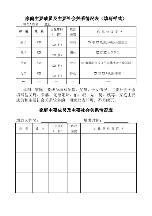 考研家庭主要成员怎么填工作