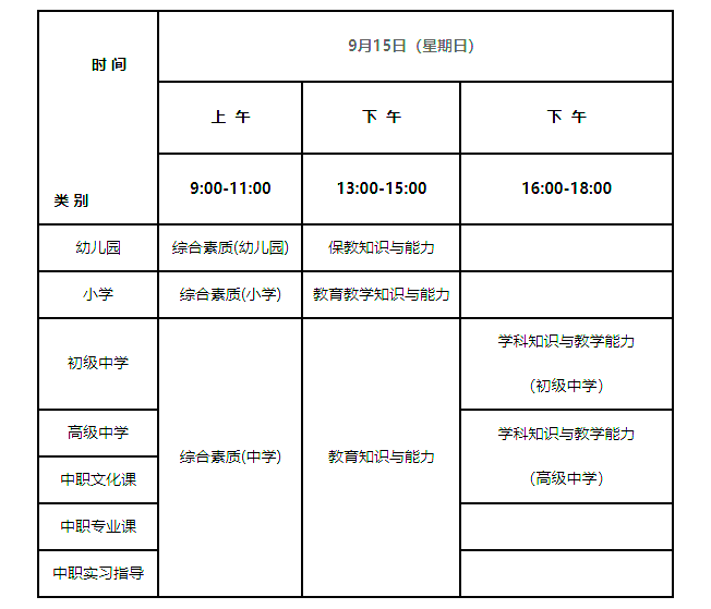 教师资格证报考时间