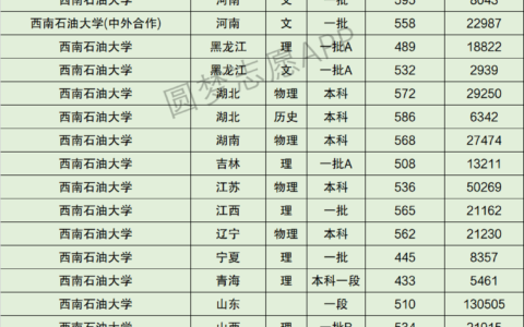 西南石油大学分数线