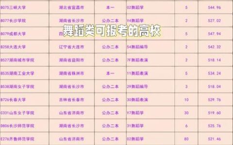 山东舞蹈类大学名单