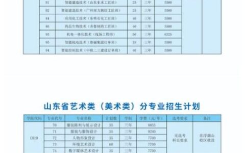 山东科技职业学院2024年招生计划