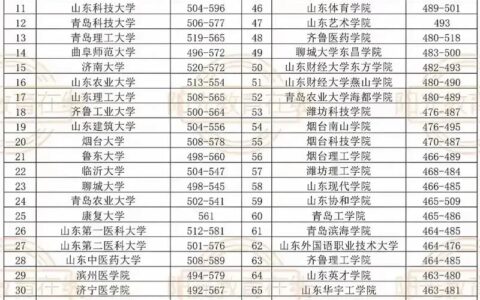 山东文科480分能上哪些公办大学