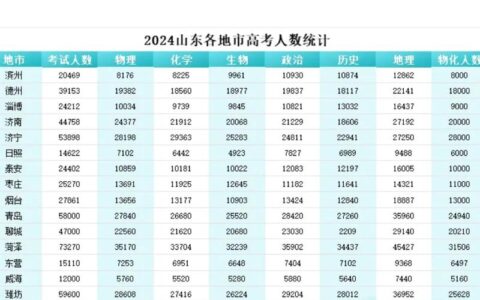 山东省2024年高考人数