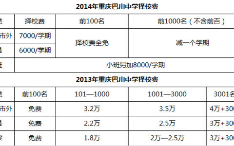 巴川中学学费一年多少