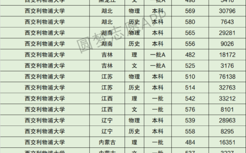 西交利物浦大学分数线