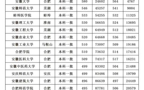 安徽理科540分可以报考什么大学