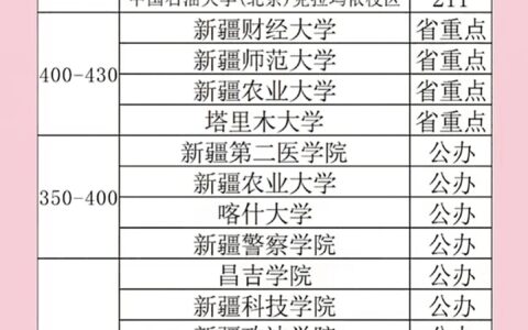 新疆所有大学排名