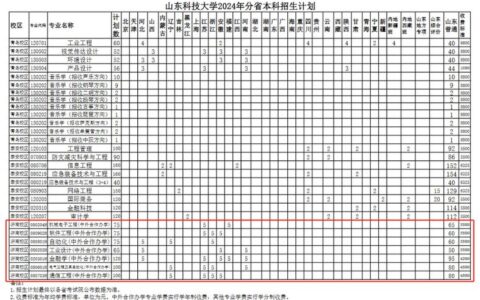 山东科技大学中外合作办学学费