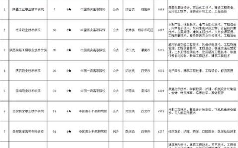 陕西双高计划专科学校排名