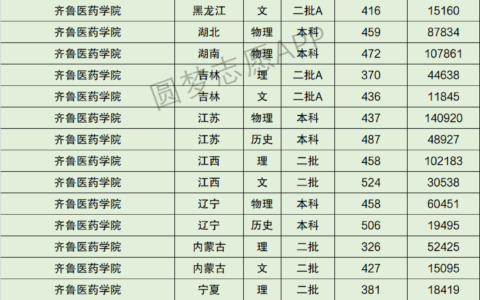 齐鲁医学院专业分数线