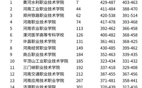 河南双高计划专科学校排名