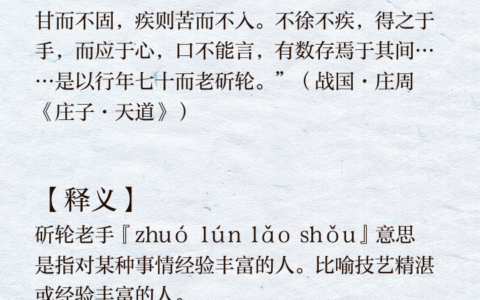 斫轮老手的解释_用法_来源