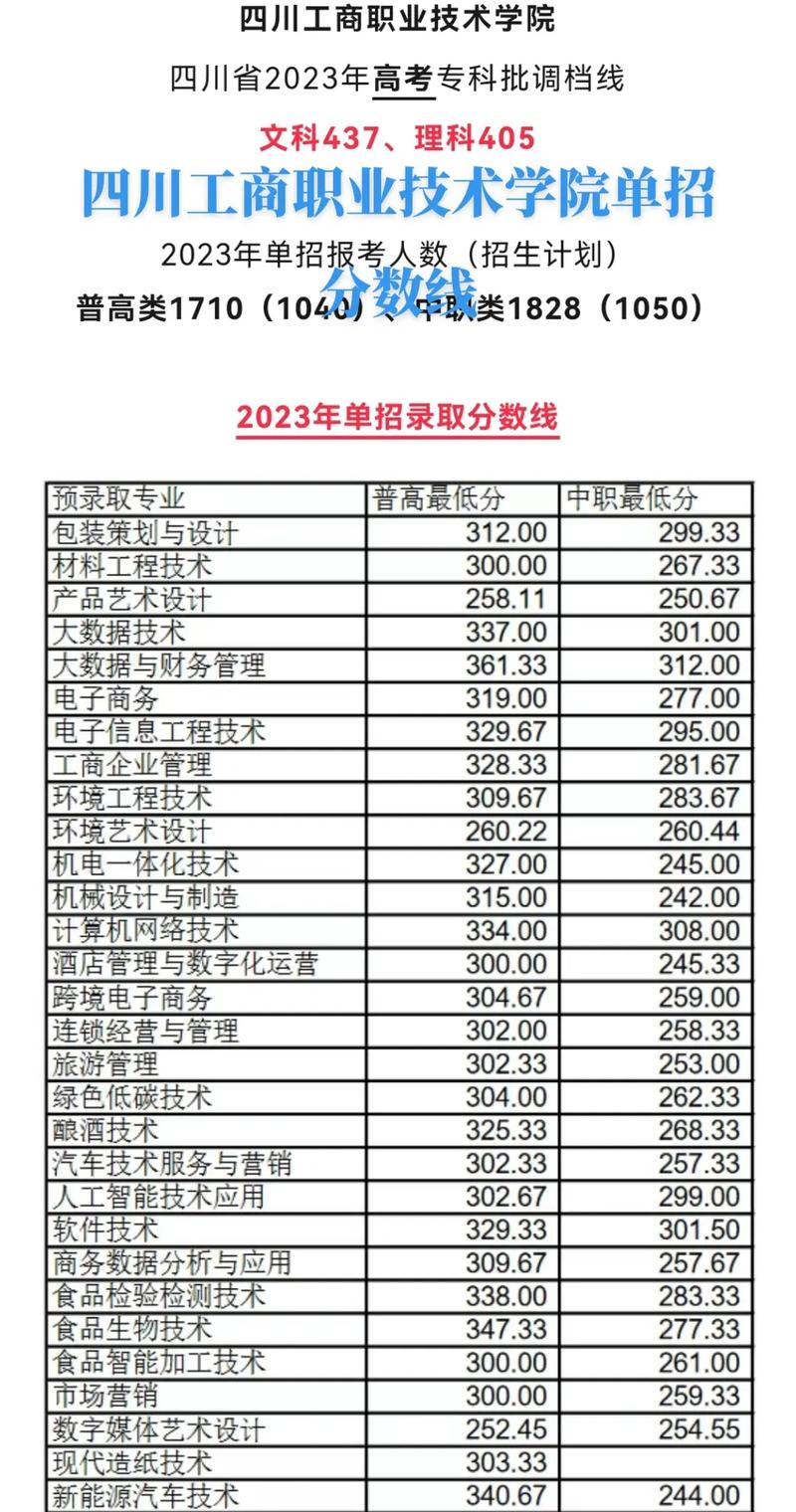 四川工商职业技术学院单招录取线