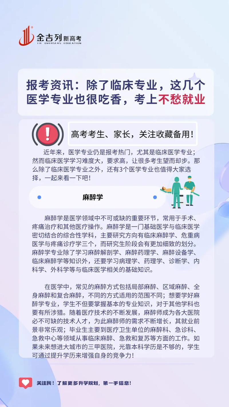 医学类最吃香的三个专业