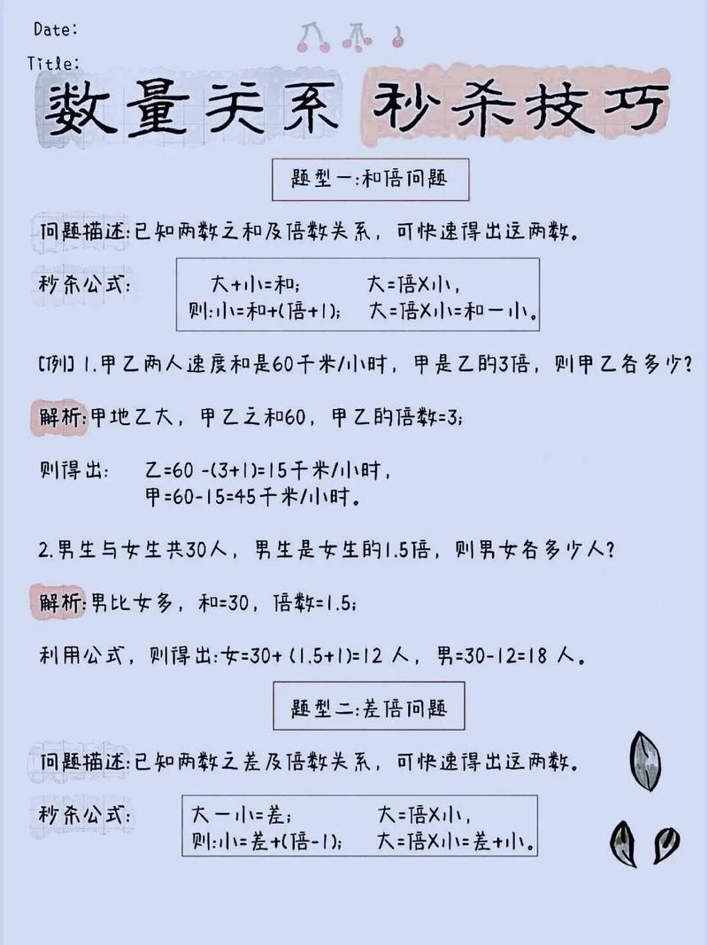 行测数量关系秒杀口诀