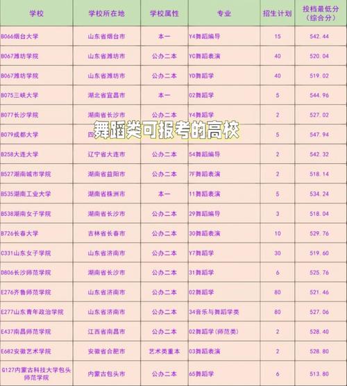 山东舞蹈类大学名单