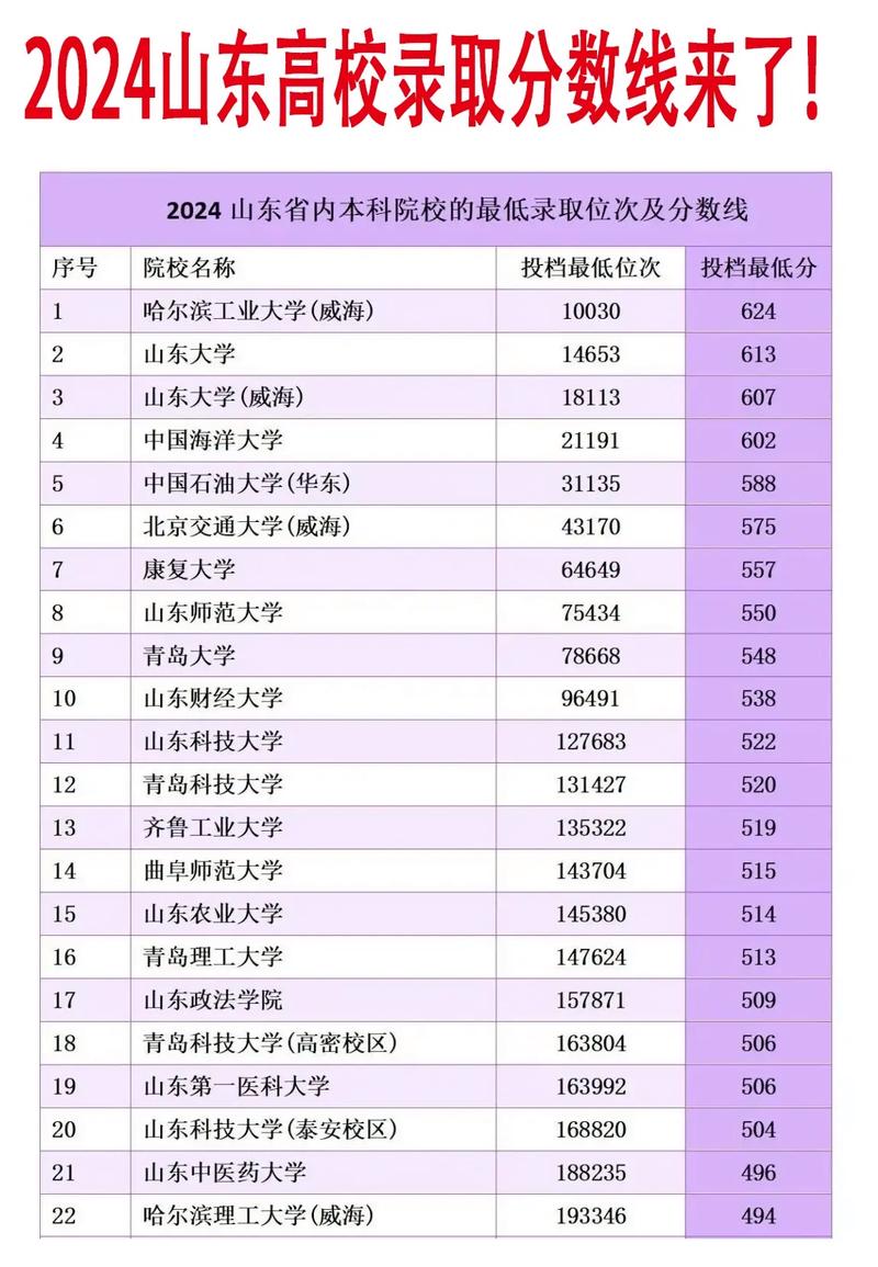 2024山东高考录取分数线