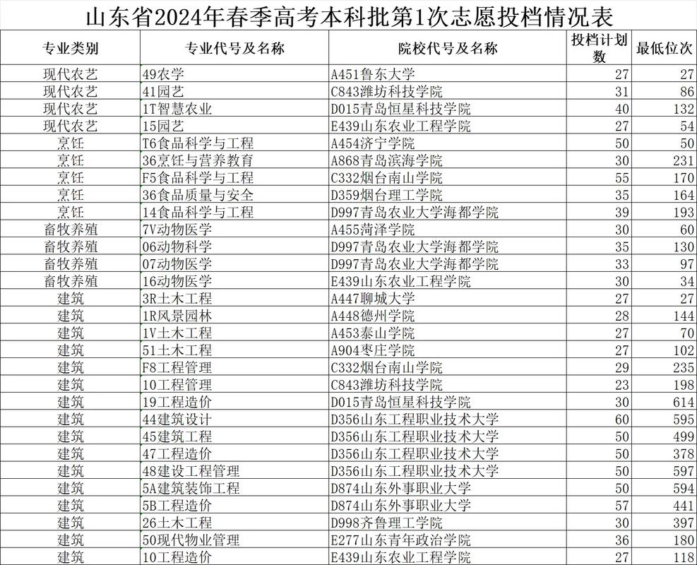 2024年山东征集志愿本科院校名单