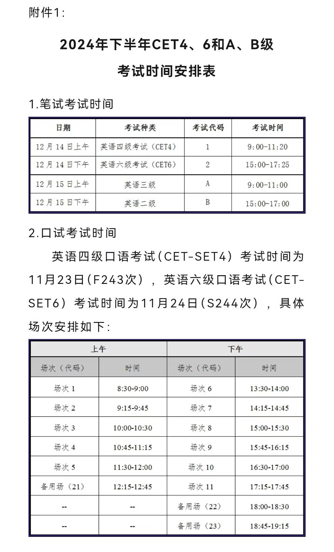 六级考试几点到