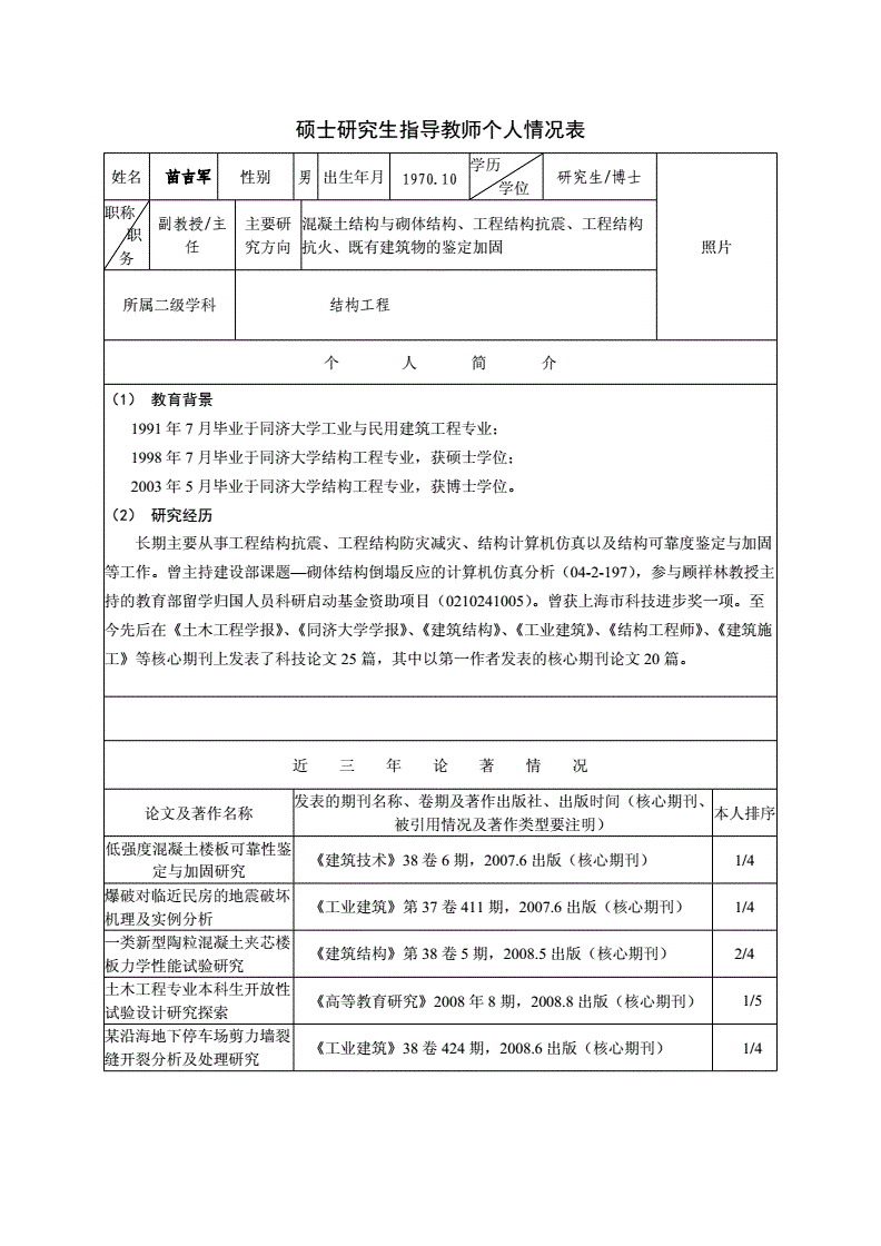 指导教师对研究生情况介绍