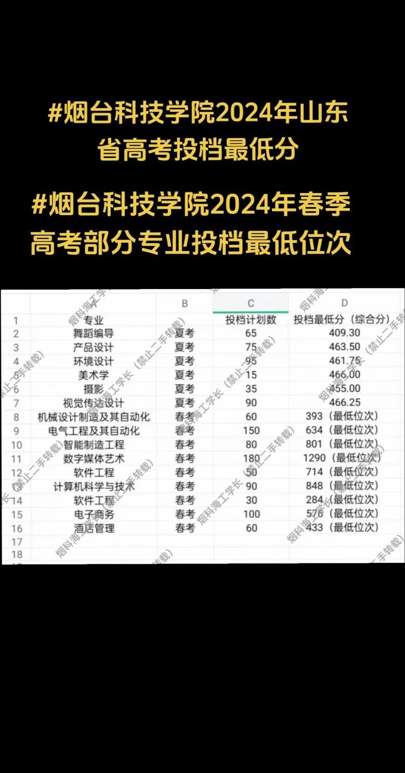 烟台科技学院2024年录取分数线