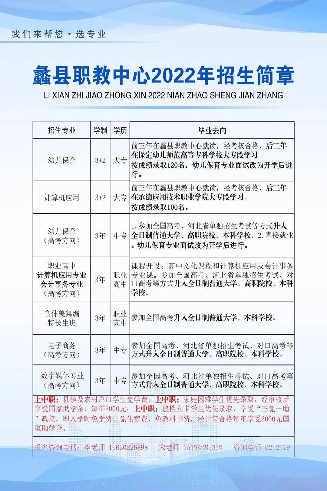 蠡县职教中心招生简章