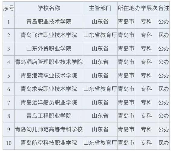 青岛专科学校公办排名