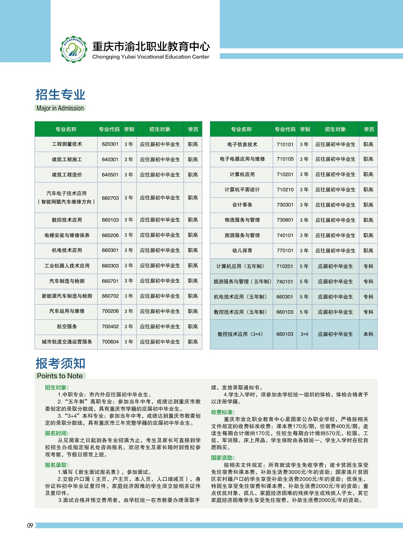 渝北职教中心招生简章