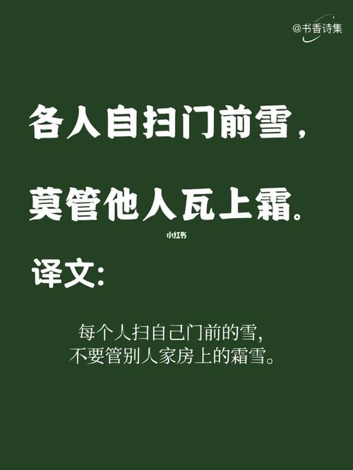 各人自扫门前雪，莫管他家瓦上霜
